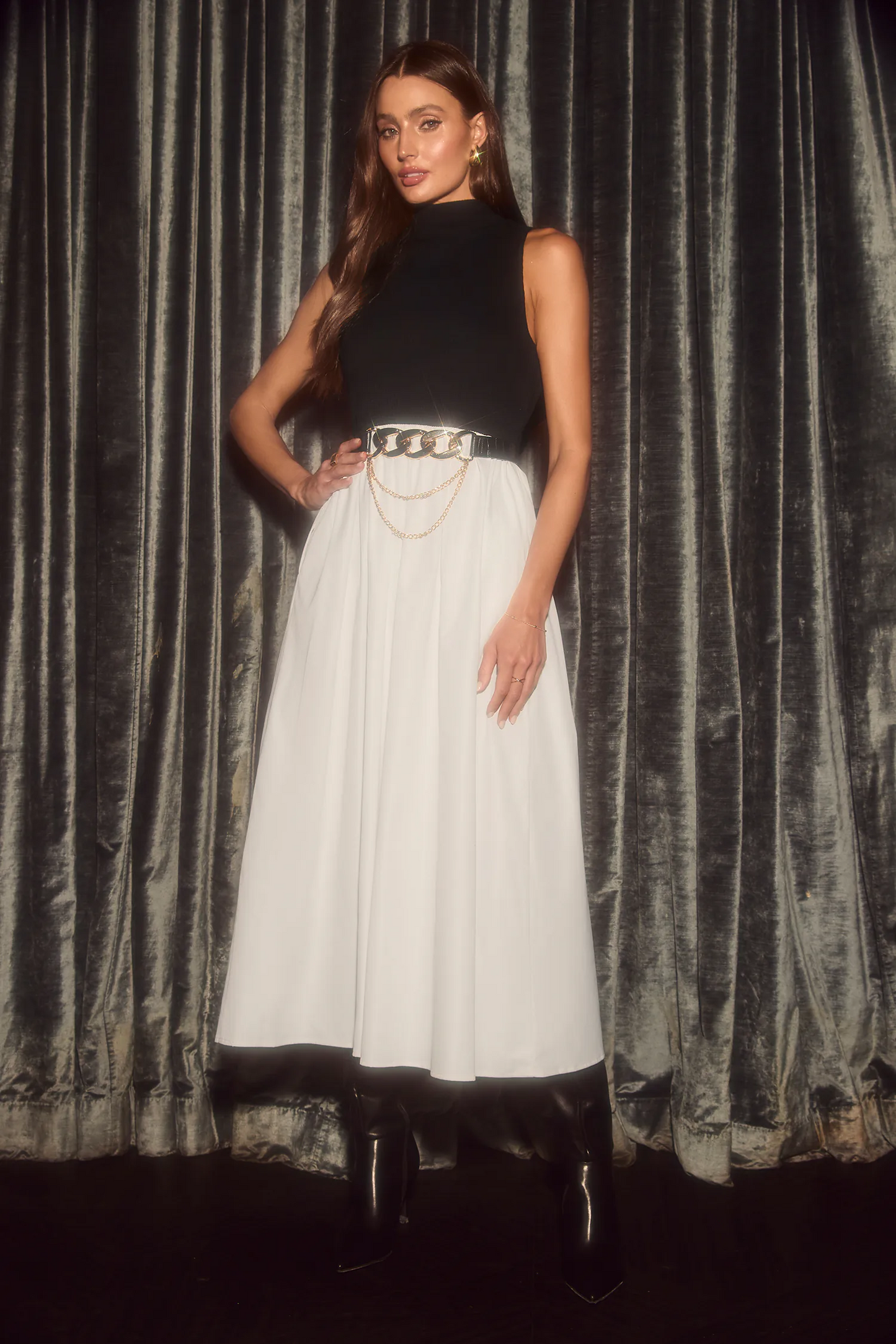 Cupshe Black High Neck Tank & White Skirt Maxi Dress (x2)