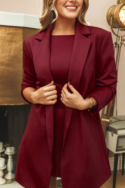 Cupshe x JoJo Red Wine Longline Blazer