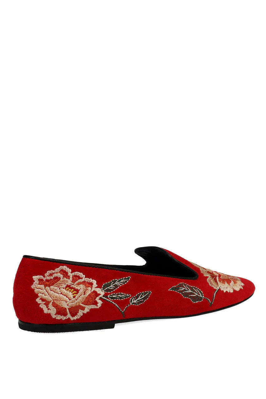 Natori Edda Suede Embroidered Loafer