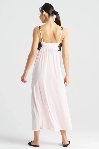 NATORI Enchant Lace Applique V-Neck Slip Dress