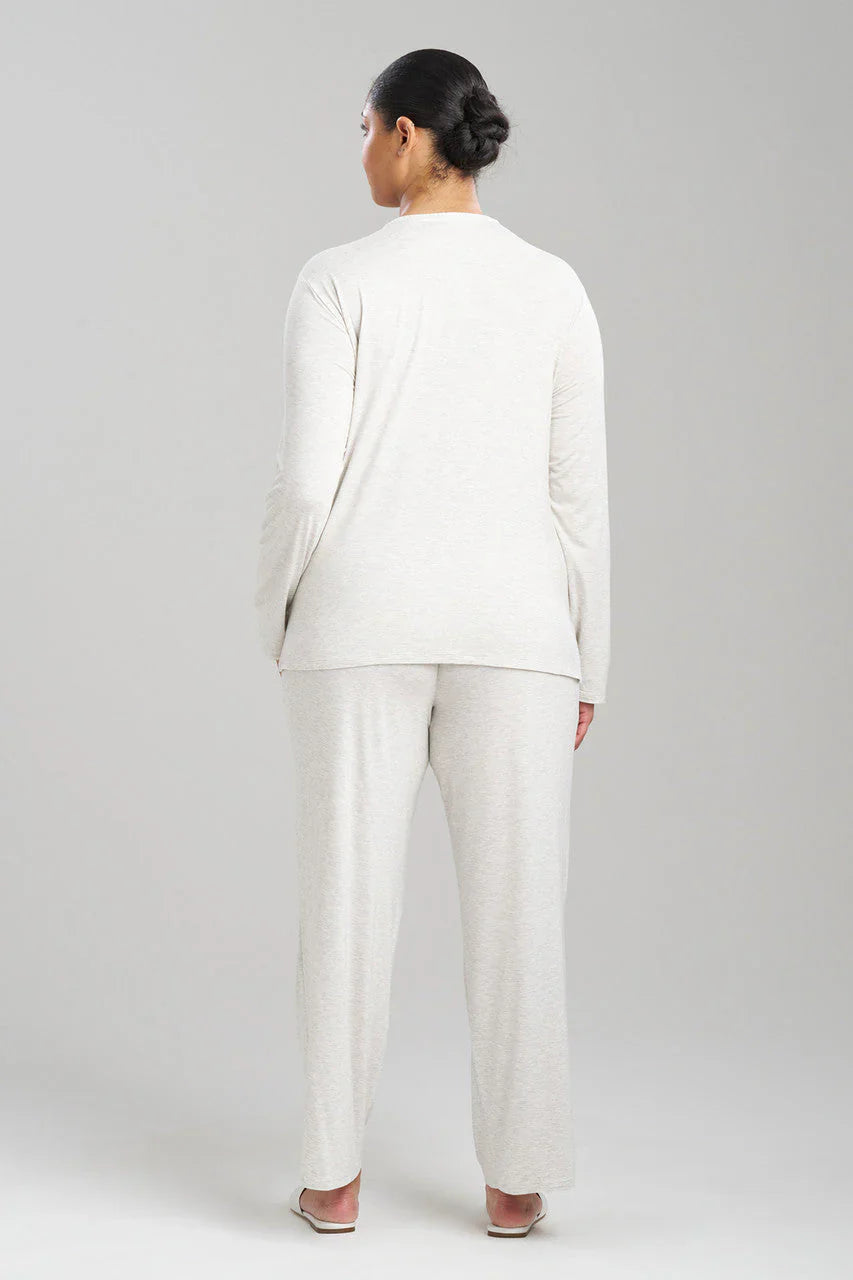 Natori Feathers Essentials Lenzing Ecovero Viscose Lace Applique PJ - Light Heather Grey