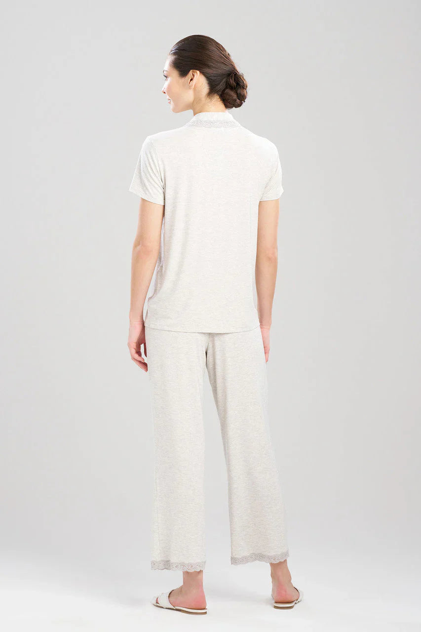 Natori Feathers Essentials Lenzing Ecovero Viscose Lace Applique Trim PJ - Heather Pebblestone