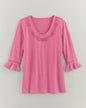 BLAIR Women’s Top Slub Knit Flounce Embroidered Top (Misses) - x3