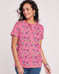 BLAIR Women's Tops Print Short Sleeve Pointelle Henley Top 1 (Misses) - x3