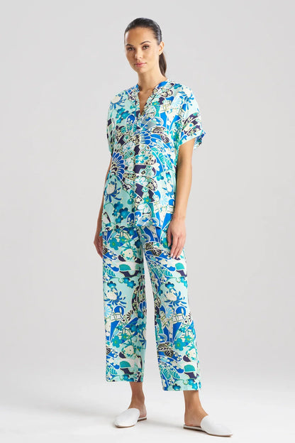 Natori Fusion Fans Challis Short Sleeve PJ - Blue