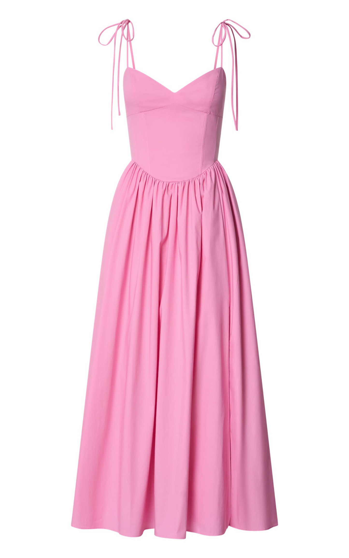 Showpo Holly Midi Dress - Corset Lace Up Dress with Split in Musk Pink