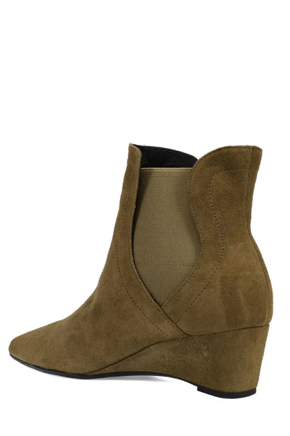 Natori Gaisha-Su Suede Wedge Bootie - Olive