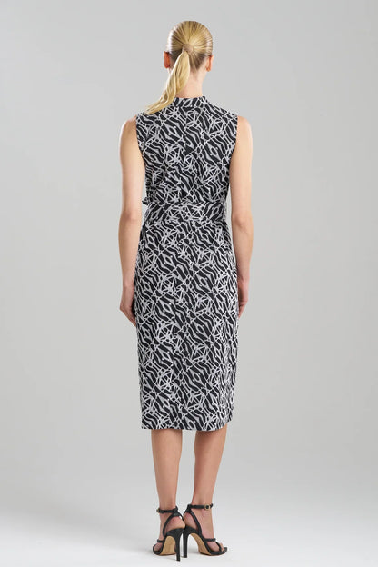 NATORI Geo Embroidered Cotton Poplin Mandarin Dress