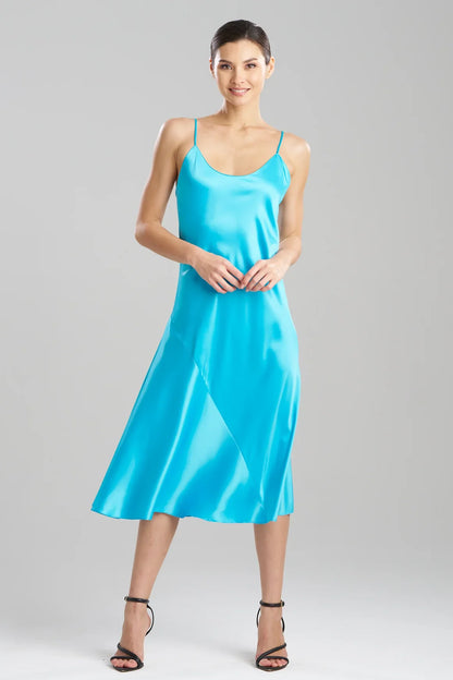 Natori Glamour Scoop Neck Slip Dress - Aqua Blue
