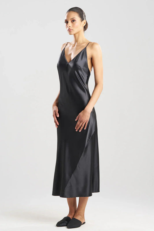 Natori Glamour V-Neck Slip Dress - Black