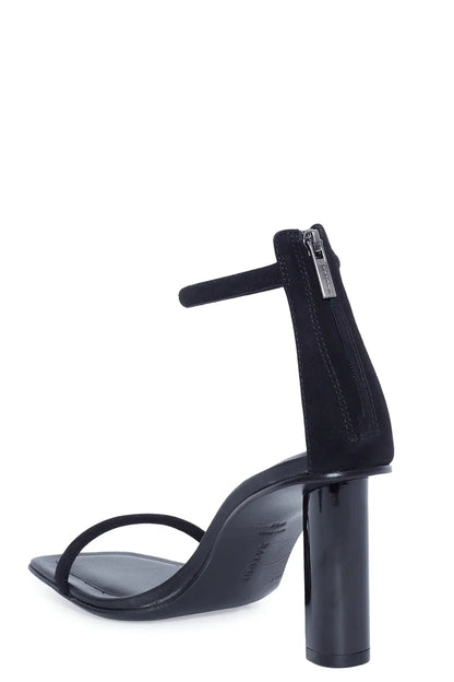 Natori Glow Nappa Leather Block Heel Sandal - Black Suede