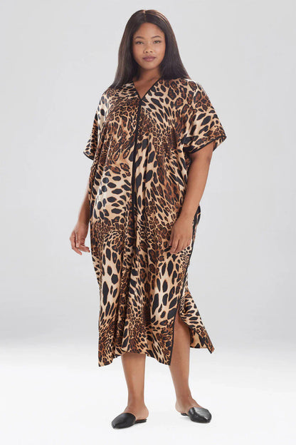 NATORI Luxe Leopard Caftan - Chestnut