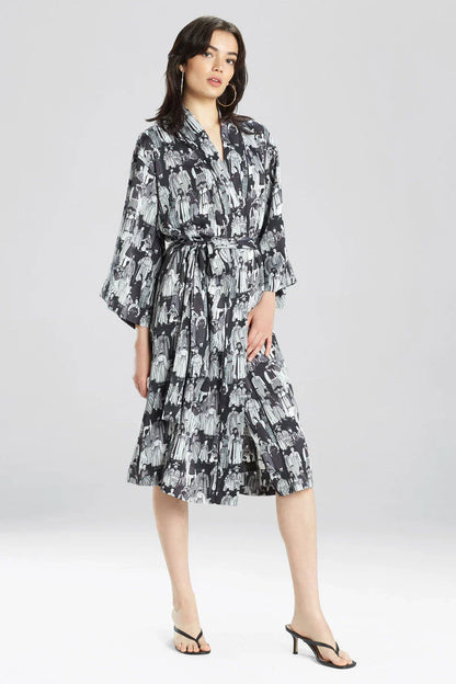 Natori Dynasty Robe - Black/Grey