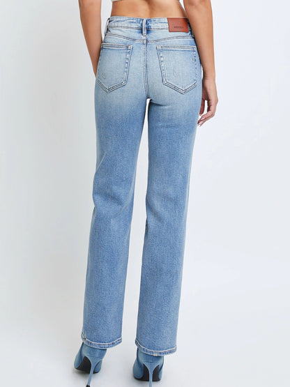 Ruby & Jenna Women's Mid Rise Wide Straight