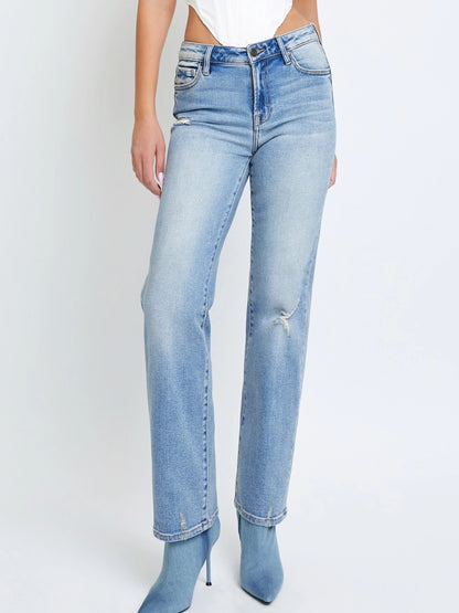 Ruby & Jenna Women's Mid Rise Wide Straight