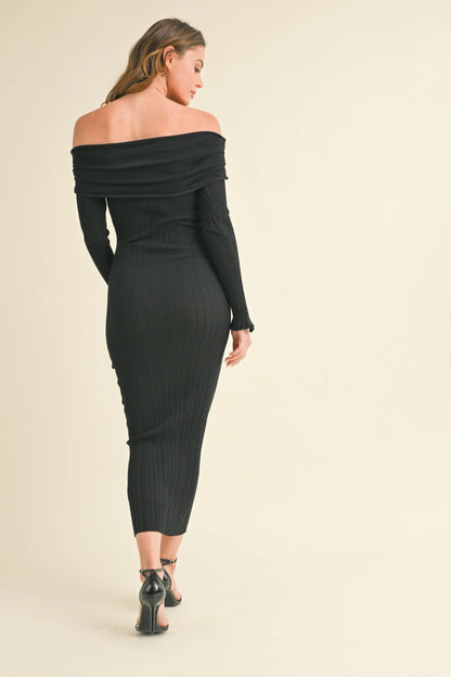 Ruby & Jenna Women's Off Shoulder Sweater Maxi Dress