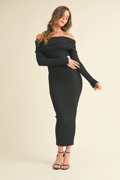 Ruby & Jenna Women's Off Shoulder Sweater Maxi Dress