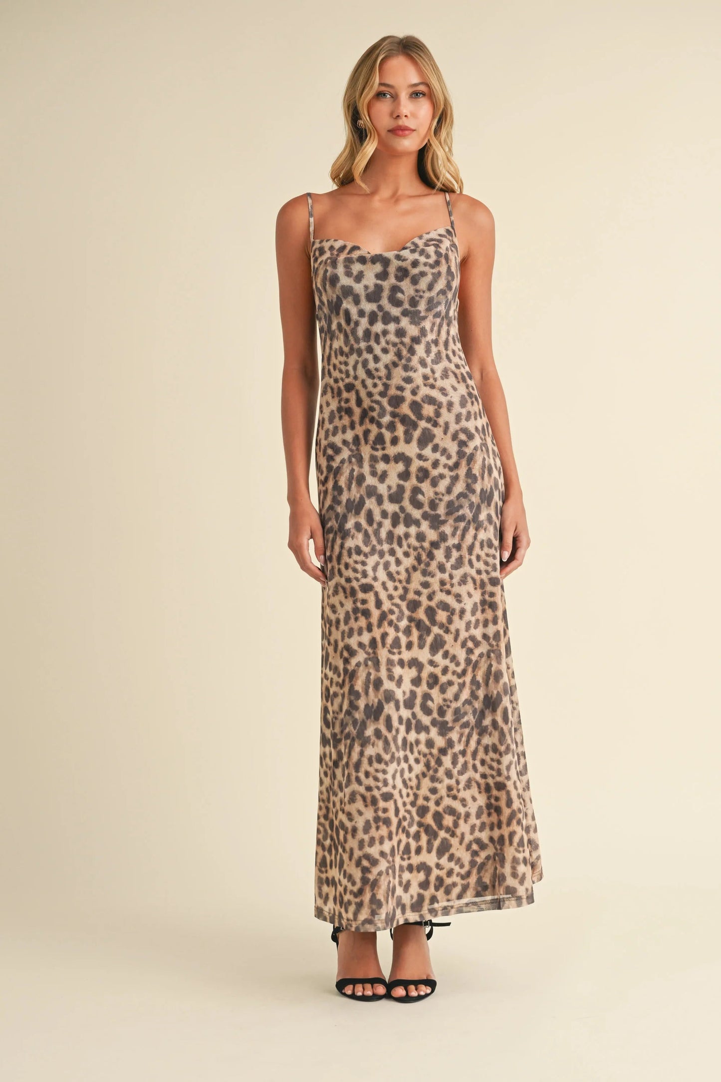 Ruby & Jenna Women's Printed Mesh Maxi Dress