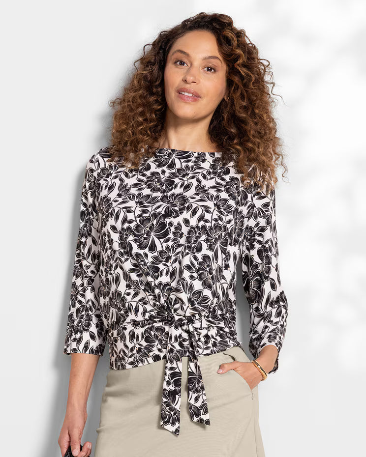 BLAIR Women’s Top Trailing Floral Side-Tie Knit Top (Petite) - x2