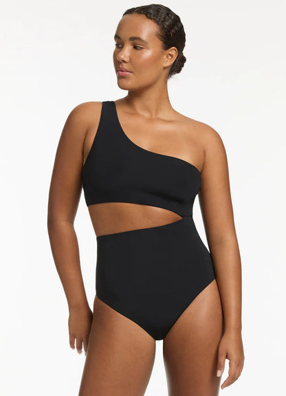 Seafolly Women's Jetset One Shoulder One Piece - Black