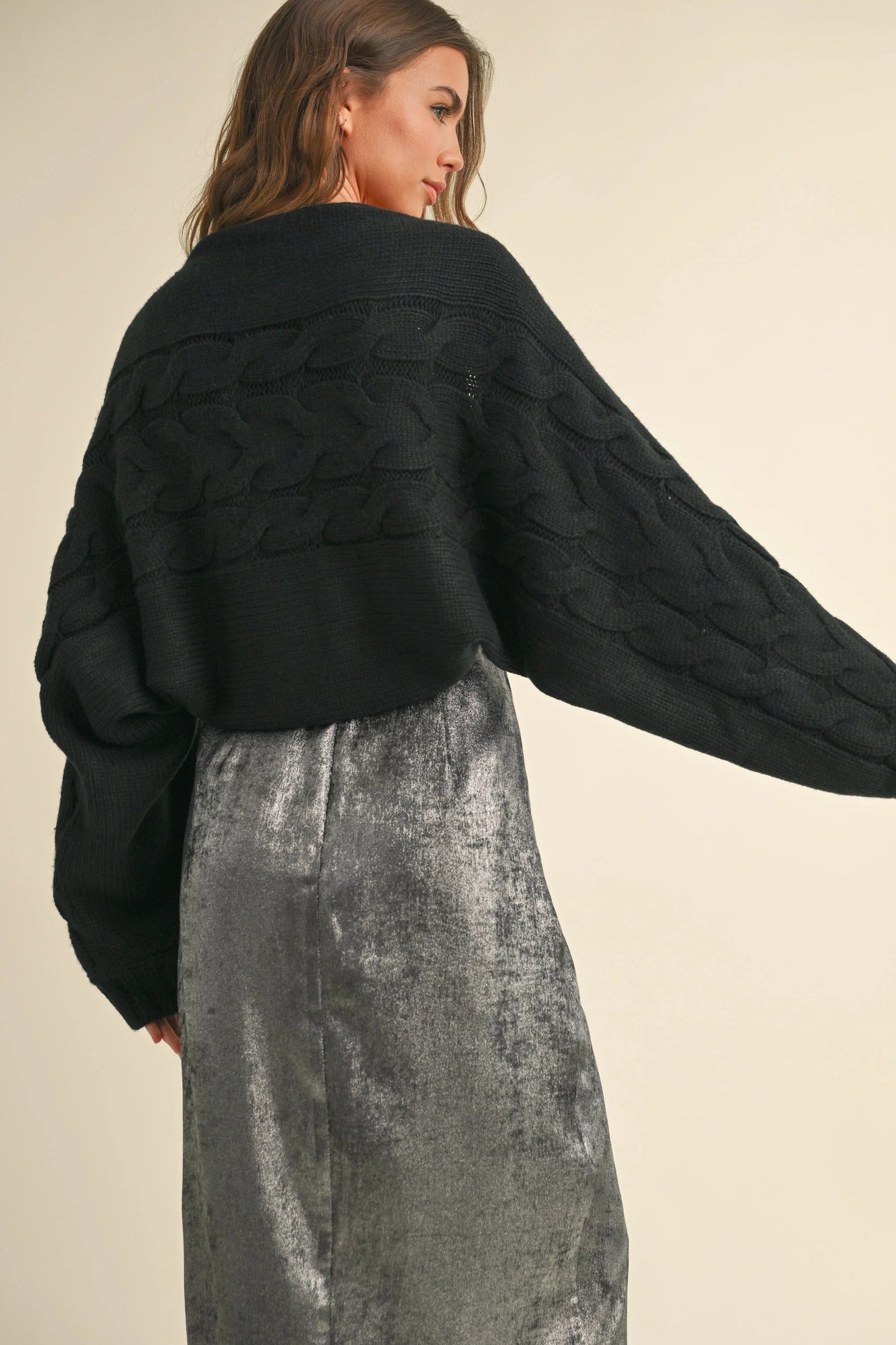 Ruby & Jenna Women's Cable Knit Cardigan