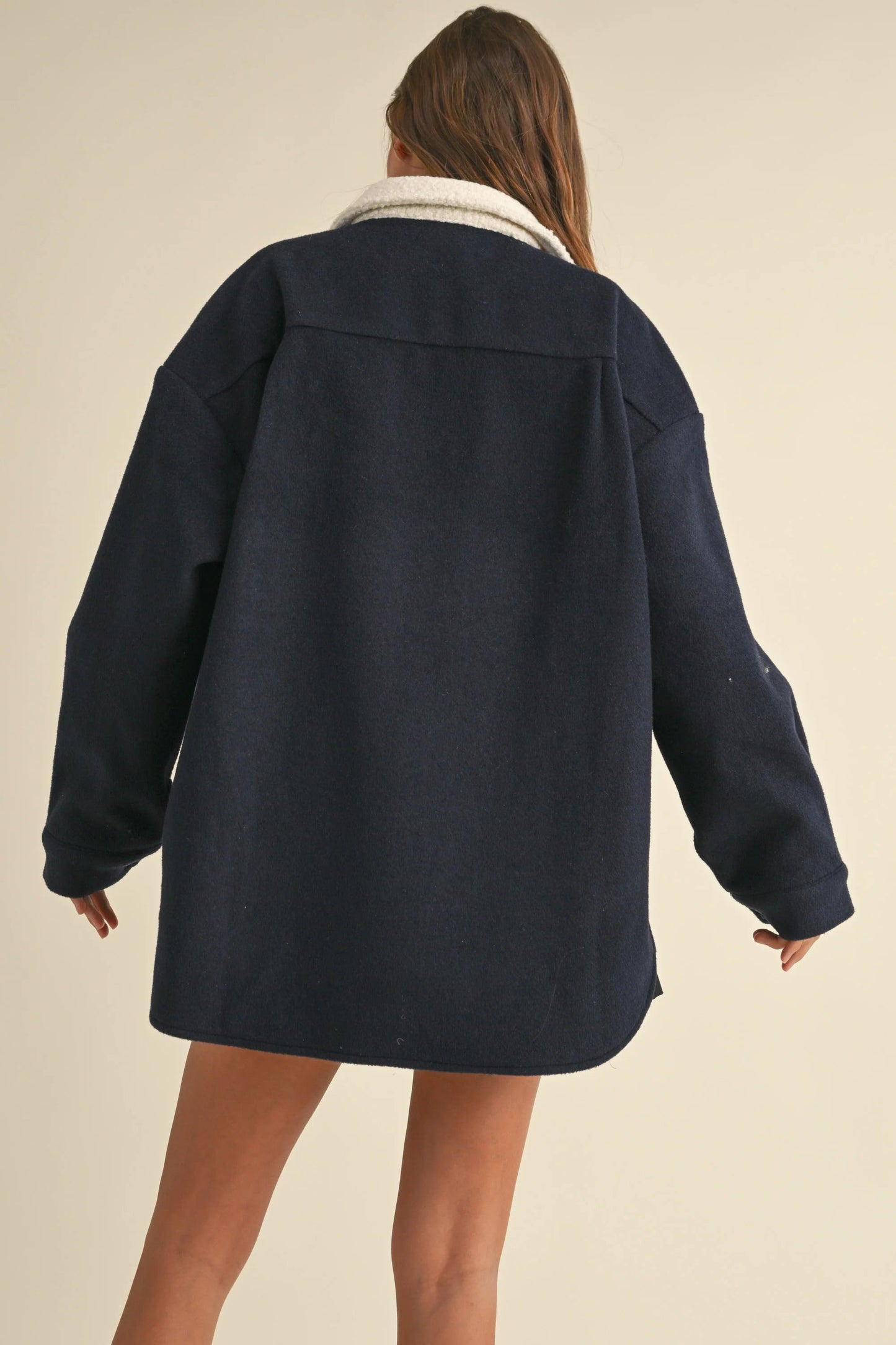 Ruby & Jenna Women's Shearling Collared Shacket