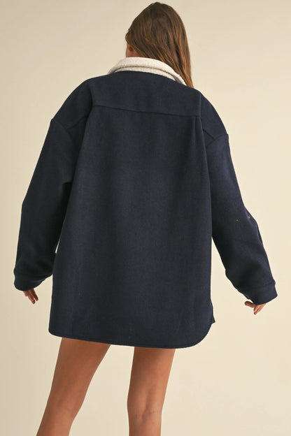 Ruby & Jenna Women's Shearling Collared Shacket