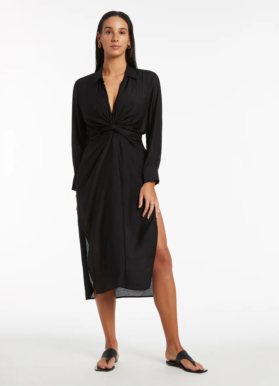 Seafolly Women's Jetset Wrap Shirt Dress - Black