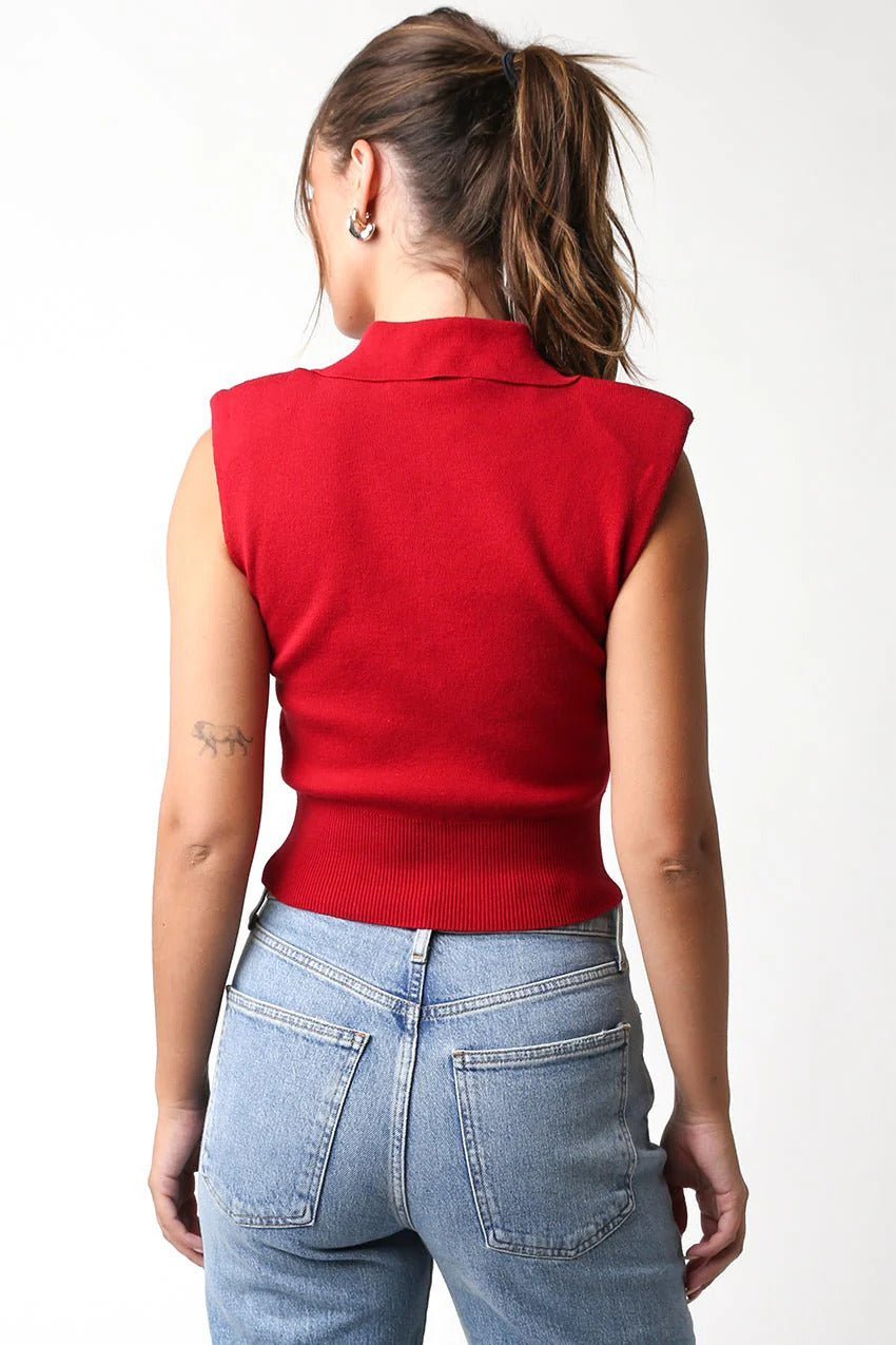 Ruby & Jenna Women's Sleeveless Shoulder Pad Top