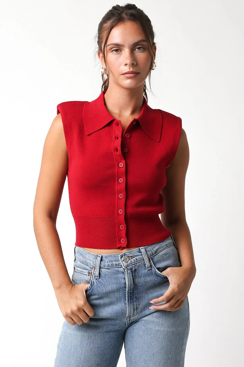 Ruby & Jenna Women's Sleeveless Shoulder Pad Top