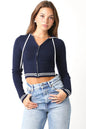 Ruby & Jenna Women's Cropped Varsity Zip Up