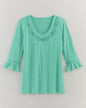 BLAIR Women’s Top Slub Knit Flounce Embroidered Top (Misses) - x3