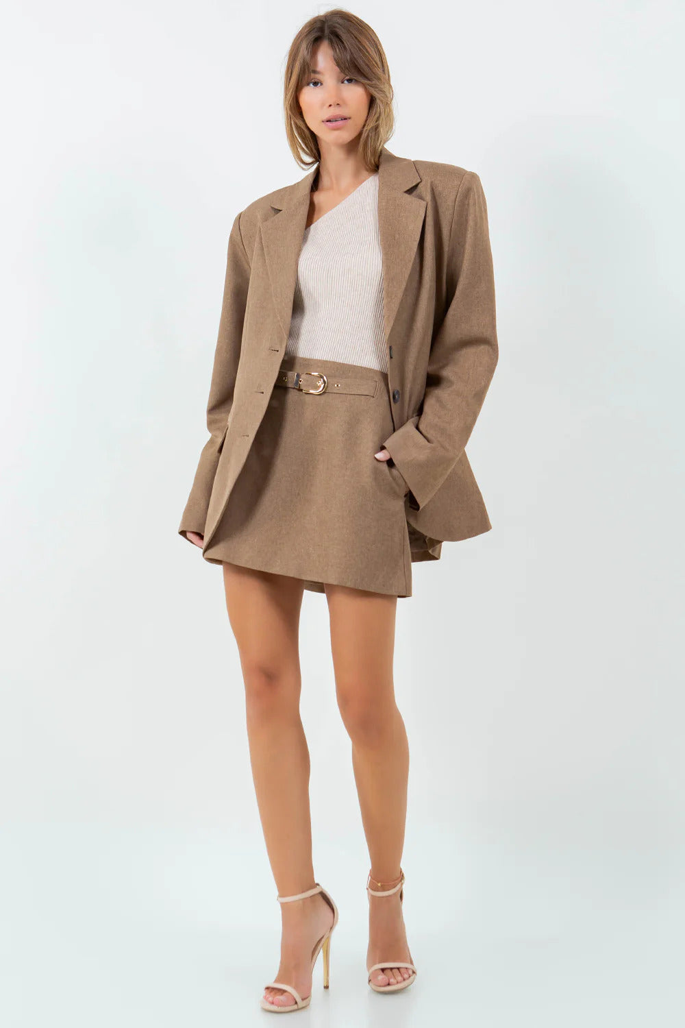 Ruby & Jenna Women's Belted Mini Skirt