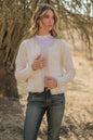 Ruby & Jenna Women's Frayed Pearl Trim Detail Textured Jacket