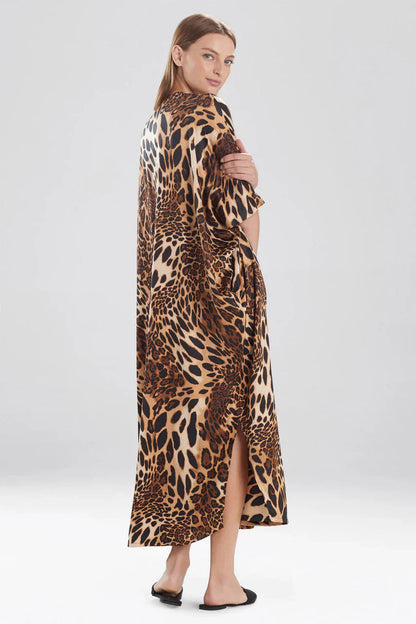 NATORI Luxe Leopard Zip Caftan - Chestnut
