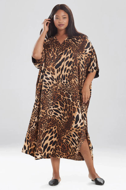 NATORI Luxe Leopard Zip Caftan - Chestnut