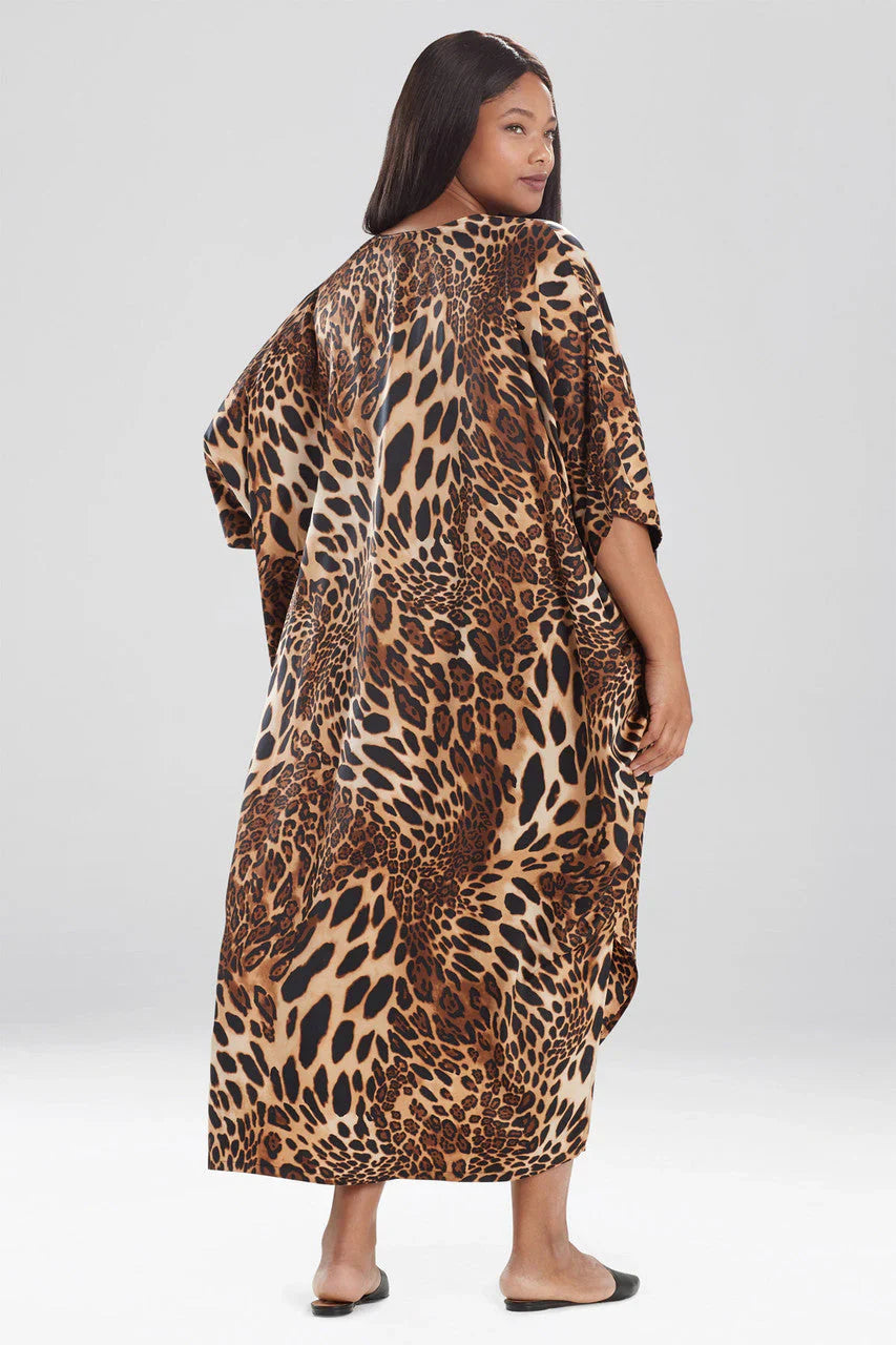 NATORI Luxe Leopard Zip Caftan - Chestnut