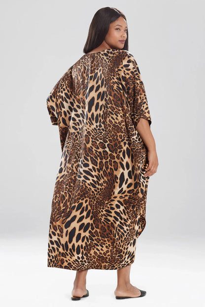 NATORI Luxe Leopard Zip Caftan - Chestnut
