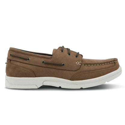 Apexfoot Men's Orthopedic Boat Shoe - Light Brown - Wide (2E)