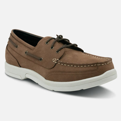 Apexfoot Men's Orthopedic Boat Shoe - Light Brown - Wide (2E)