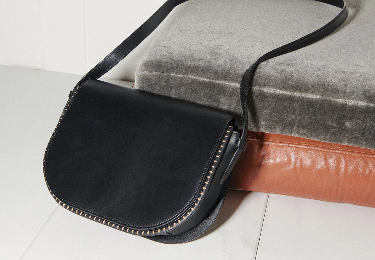 Freda Salvador Lucas Saddle Bag - Black Calf