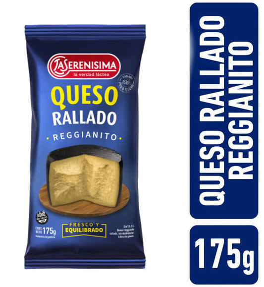 Pampa Direct La Serenísima Fine Grated Cheese Queso Rallado Pure Reggianito Hard Cheese for Pasta and Locro, 175 g / 6.17 oz (sealed laminated bag)