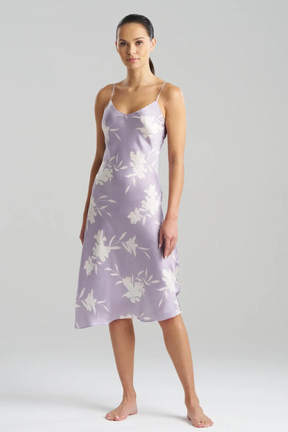 NATORI Lily Printed Satin Icon Slip Dress 1