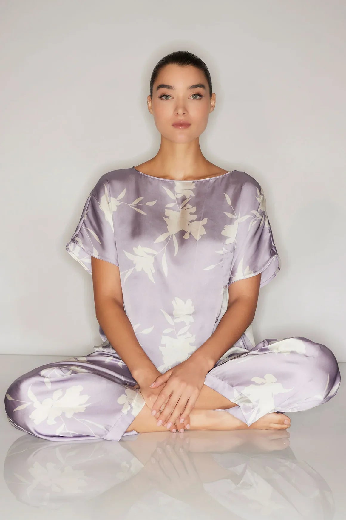 NATORI Lily Printed Satin Icon Short Sleeve PJ