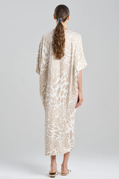 NATORI Luxe Leopard Zip Caftan - Sand Taupe
