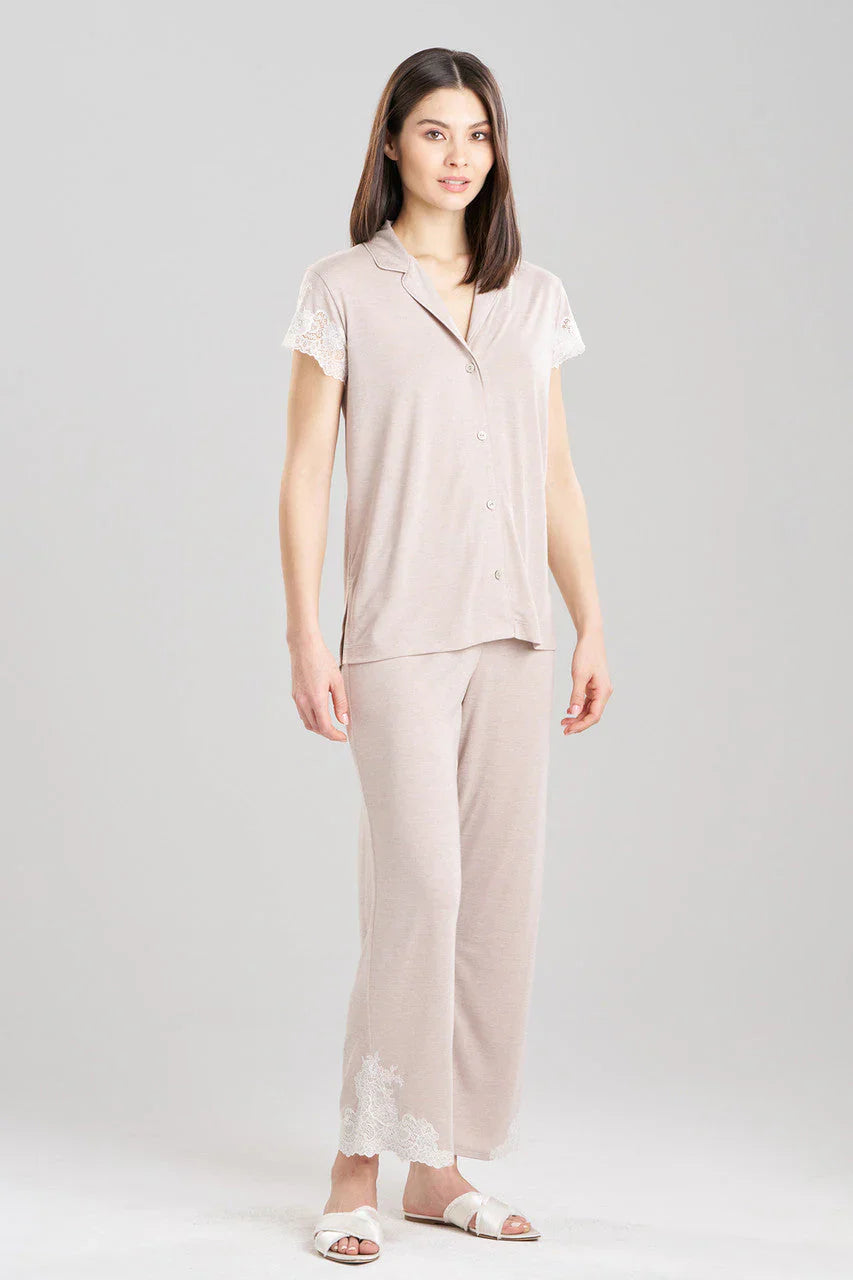 Natori Luxe Shangri-La TENCEL Notch PJ - Heather Cashmere
