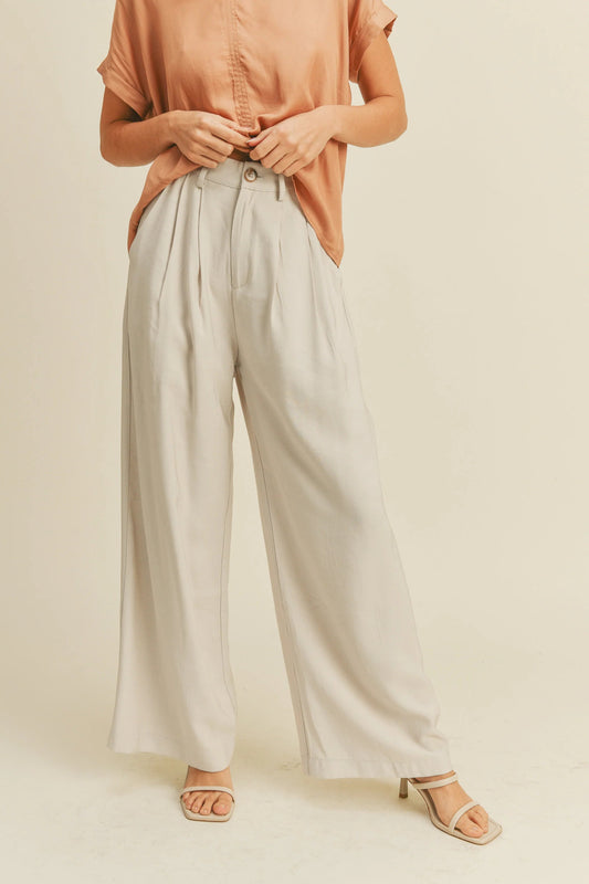 Ruby & Jenna Women's High Waisted Wide Leg Trousers