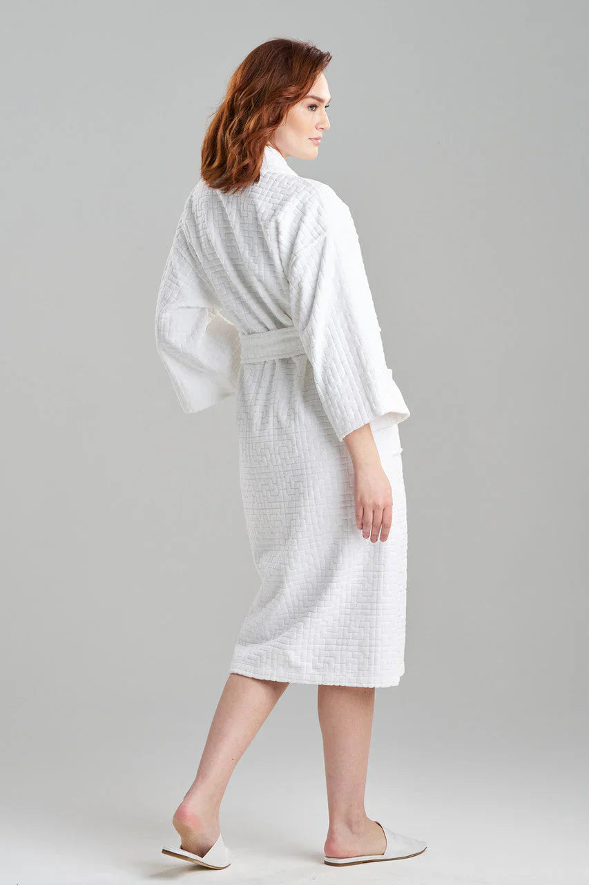 Natori Maze Cotton Spa Robe - White