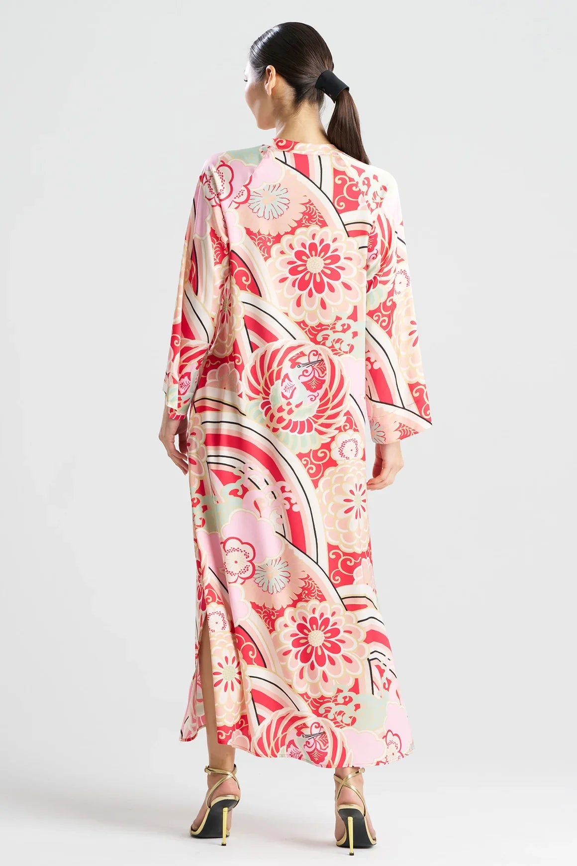 NATORI Medallion Zip Caftan - Pink