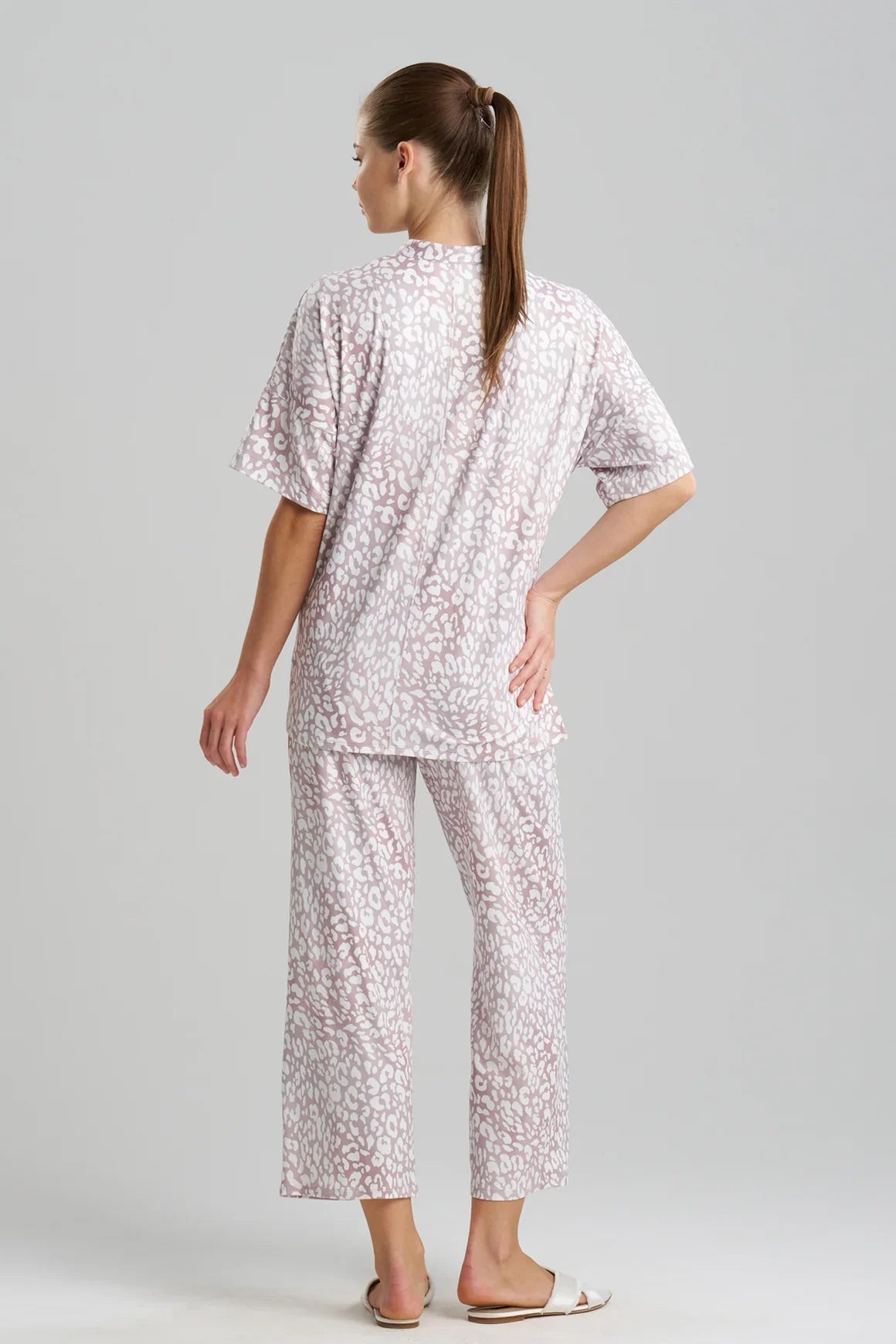 Natori Misty Leopard Cozy Knit PJ - Velvet Mink
